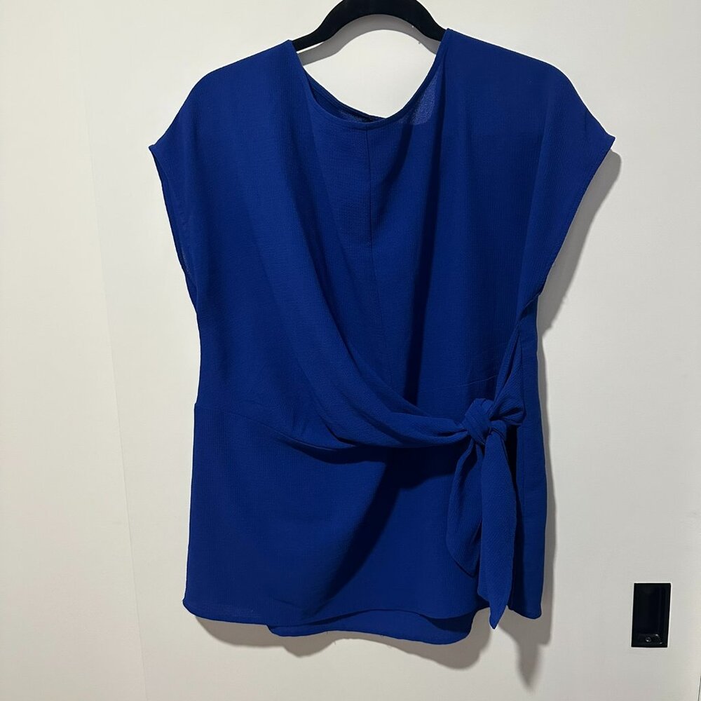 Gibson Royal Blue Tie-Waist Blouse – Size L